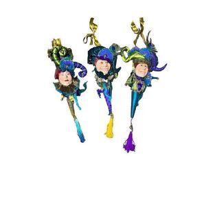 Katherine's Collection Kleski Alantini Harlequin Mardis Gras Hanging Cones Set o